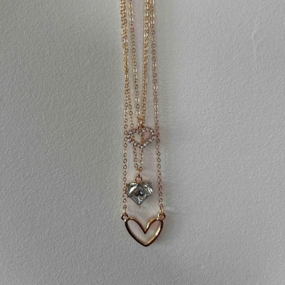 Chic Nation Rose Gold Layered Necklace with Chevron Charm